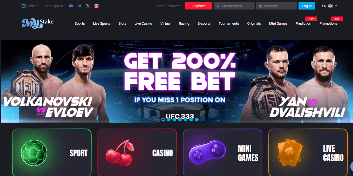 mystake casino homepage